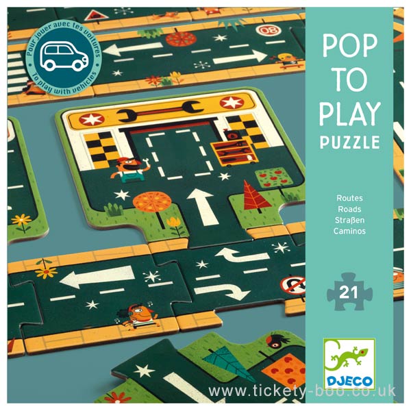 Djeco Pop-to-Play Roads Puzzle